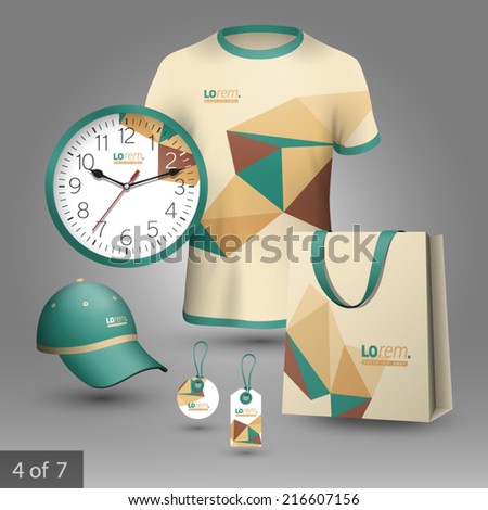 Vector promotional souvenirs design for company with origami elements Elements of stationery Vector promotional souvenirs design for company with origami elements Elements of stationery