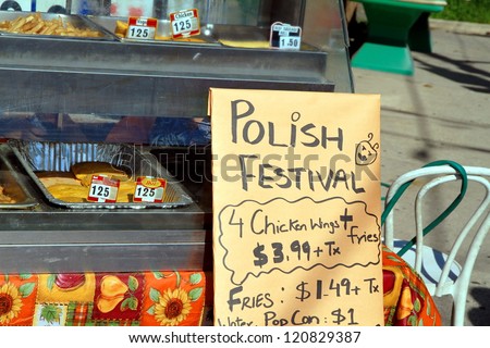 TORONTO - SEPTEMBER 16: A food stand at the annual Polish Festival on September 16, 2012 in Toronto. The Toronto Polish Festival is considered the largest Polish festival in North America.