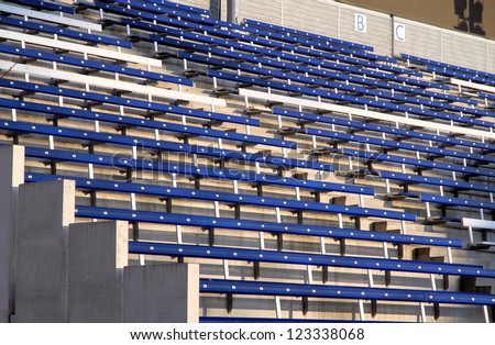 Empty stadium seats at the Varsity Stadium in Toronto