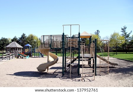 RICHMOND HILL - MAY 5: A playground on May 5, 2013 in Richmond Hill, Canada. The city of Richmond Hill, just North of Toronto, has 544 hectares of undeveloped natural area for recreation.