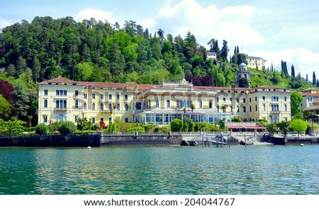 BELLAGIO, ITALY - MAY 5, 2014: A view of the Grand Hotel Villa Serbelloni in the center of the town of Bellagio on the Lake Como, Italy.