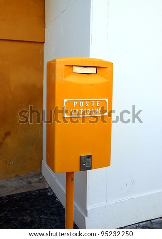 ROME - SEPTEMBER 13: A mailbox of Poste Vaticane on September 13, 2011 in Vatican City. Poste Vaticane is the company responsible for postal service in Vatican City.