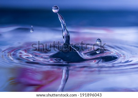 Water droplets and splashes