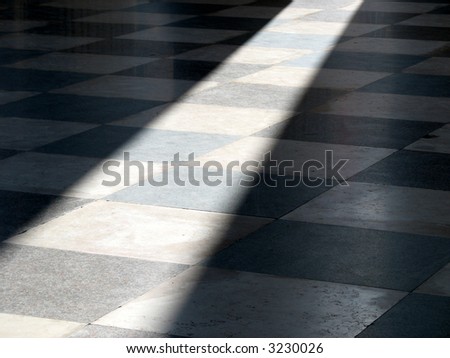 Sun shines in on the beautiful tile floor