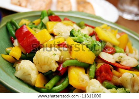 Hot vegetables to be served with salmon