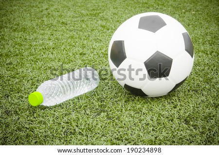 soccer ball and water bottle