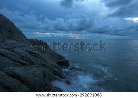 sunset over sea  with storm