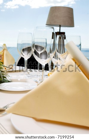 stock photo Table preparing for after wedding ceremony diner in luxury