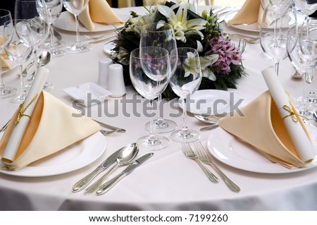 stock photo Table preparing for after wedding ceremony diner in luxury 