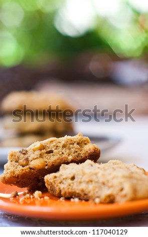 soft cookies with cashew nut and raisin in coffee time or tea time