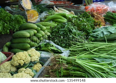 fresh vegetable for sale in thailand local market vegetable market