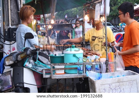 CHIANG MAI,THAILAND-JUNE15: mobile grilled food shop sideways in thailand , On June15, 2014.