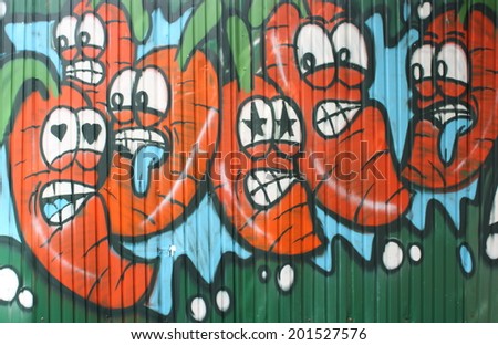 CHIANG MAI - JUNE29: A graffiti in a deserted place in city, on June 29, 2014 in Chiangmai, Thailand.
