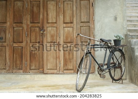 vintage bicycle in front of a vintage place