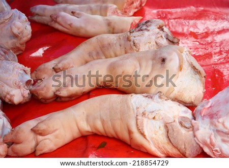 pork ham, pork leg, pig trotter for sale in local market