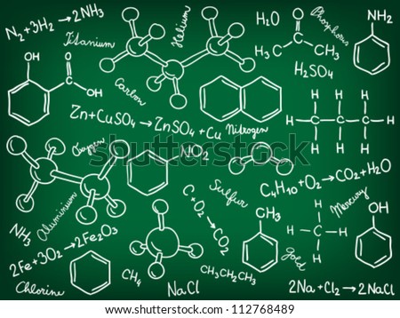 Chemistry background molecule models and formulas hand-drawn illustration Chemistry background molecule models and formulas hand-drawn illustration