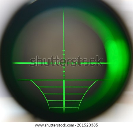 Snipe scope telescope close up with green light