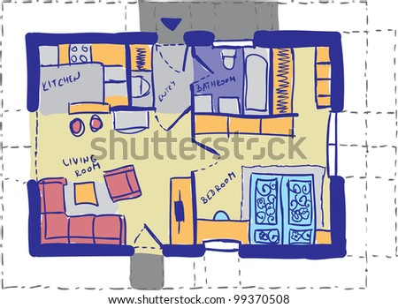 House plan doodle  - architectural background drawing