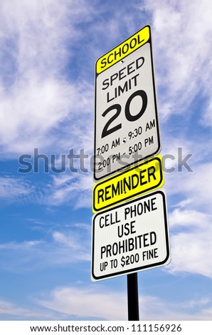 School zone reminder sign