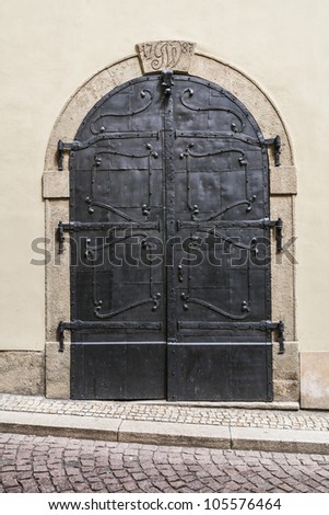old bronze door