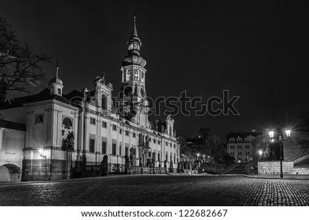Dark square in black & white Prague