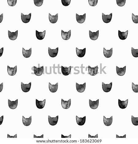 Seamless pattern with watercolor black cats Seamless pattern with watercolor black cats