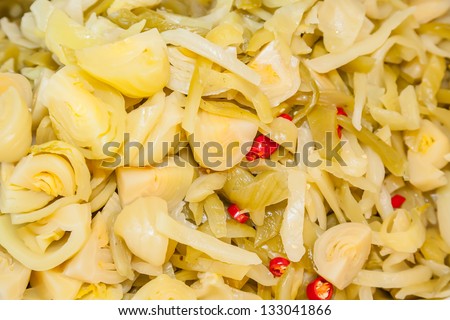 Chinese cabbage pickled , the Chinese vegetable food reserved in chinese market in Thailand