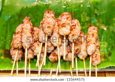 Thailand grilled pork. The delicious and popular food in Thailand