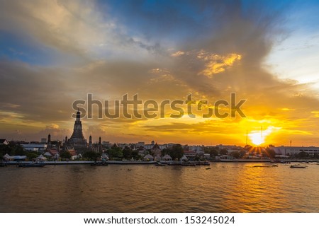 BANGKOK,THAILAND- AUGUST 28:The beautiful landscape sunset of famous travel place \