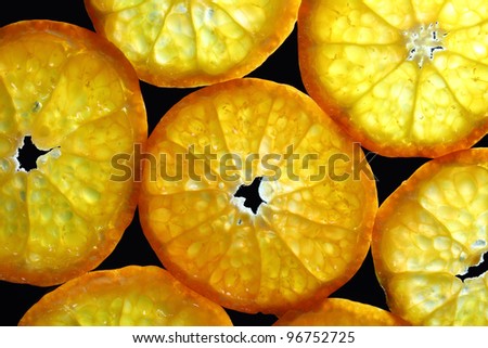 Orange slice in black background