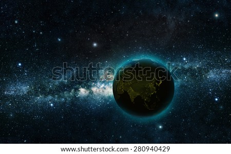 Planet earth at night with space background Elements of this image furnished by NASA