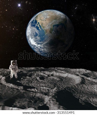 Astronaut on the moon. \
Elements of this image furnished by NASA