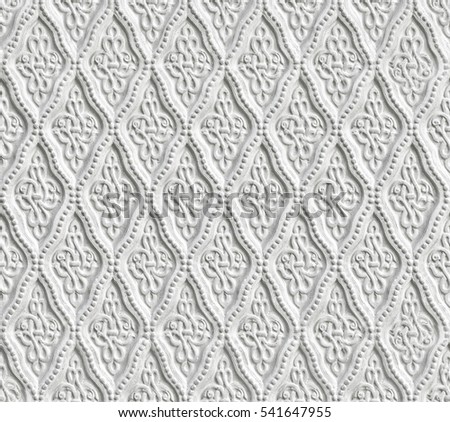 Seamless decorative architectural ornament, wall of gray plaster
