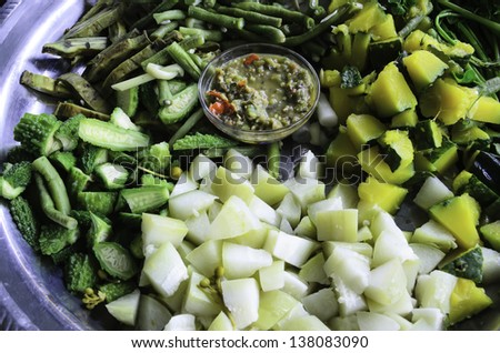 Boiled vegetables in the dish