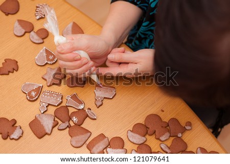 Making of traditional homemade christmas gingerbread
