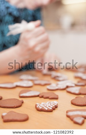 Making of traditional homemade christmas gingerbread
