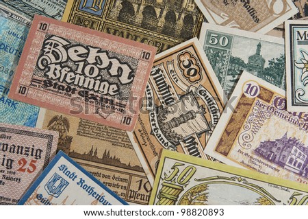 Old German money. At the present time are collectible