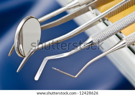 close-up of dental tools with shallow depth of field
