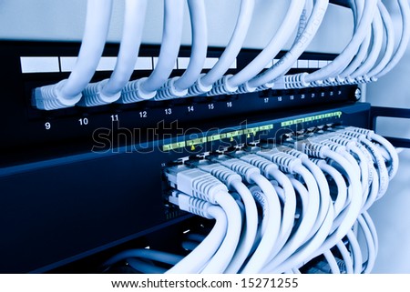 cables patch panel and network switch
