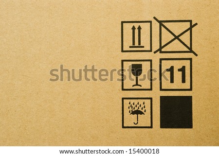 cardboard box background with mail symbols
