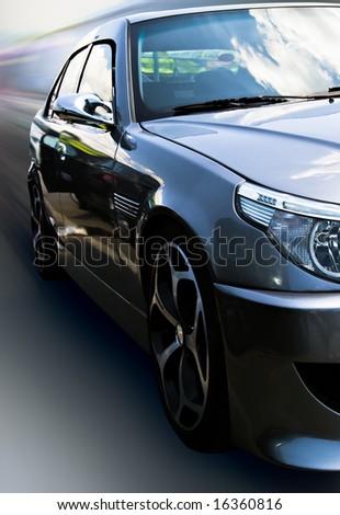 gray car with cloud reflection isolated with clipping path