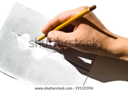 stock photo pencil in hand drawing a calla lily flower