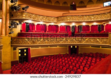 chairs and balcony in classic theater performance hall