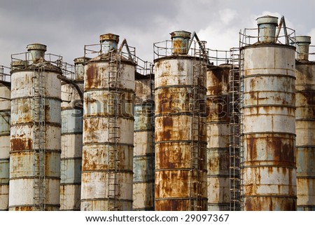 abandoned old rusty industrial containers