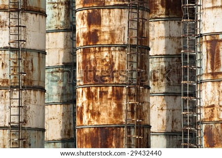 old rusty industrial containers for background