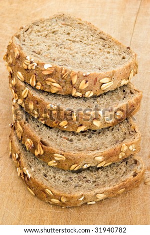 four slice of wholegrain bread with seed