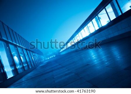 modern business blue corridor in perspective