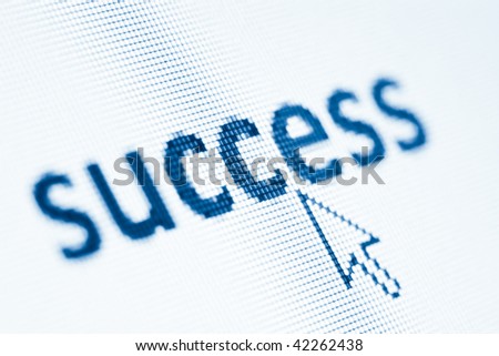 word success on computer screen with cursor