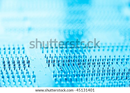 electronic board blue toned with shallow depth of filed