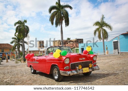 TRINIDAD-JANUARY 14:Classic Chevrolet on January 14,2010 in Trinidad, Cuba.Before a new law issued on October 2011,cubans could only trade old cars that were on the road before the revolution of 1959